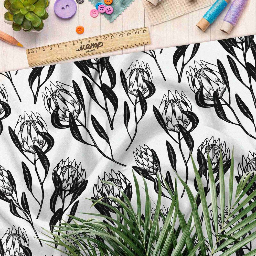 Ткань муслин контрастные бутоны