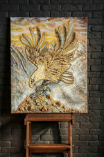 Зеркальная картина с горным хрусталем и раух топазом,на усиленном галлерейном холсте 80*100" Золотой Орел