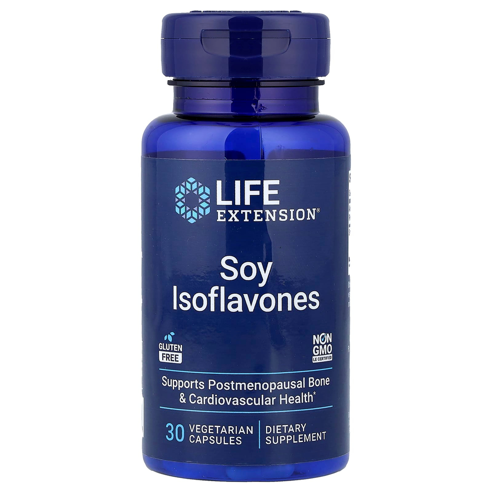 Life Extension, соевые изофлавоны, 30 вегетарианских капсул (135 мг в 1 капсуле)