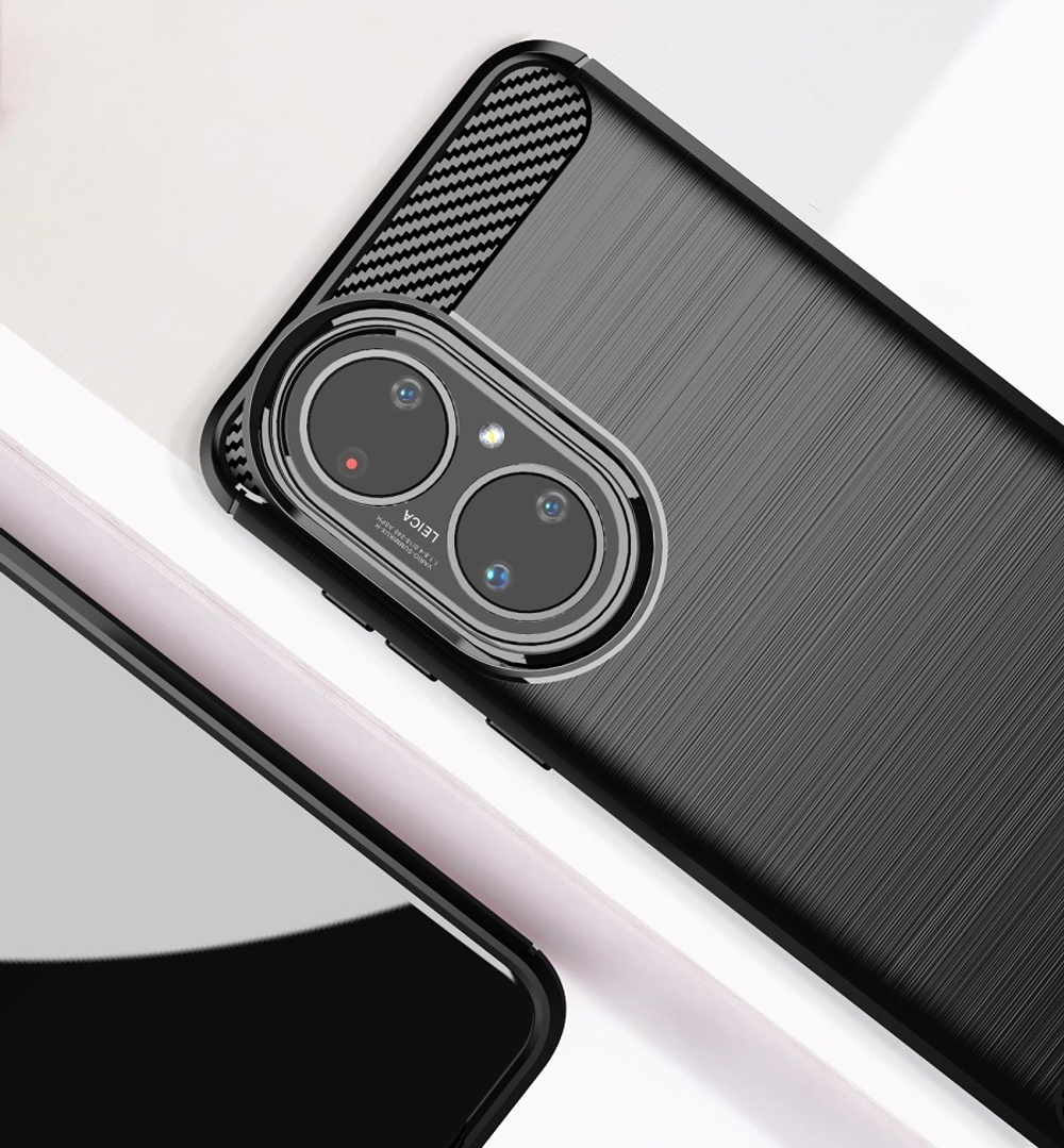 Мягкий чехол в стиле карбон на Huawei P50 (с 2021 года), серия Carbon от Caseport