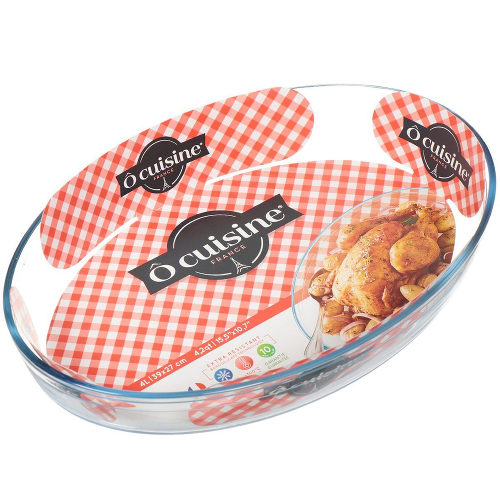 Форма для выпечки стекло, 27х39 см, 4 л, овал, O Cuisine, 347BC00/1044