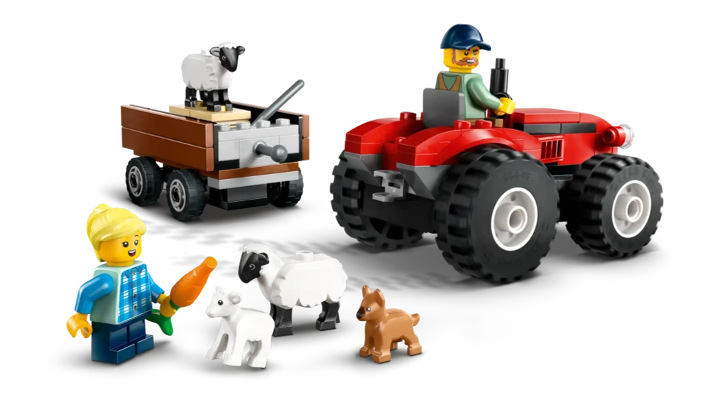 Конструктор LEGO City 60461 Красный сельскохозяйственный трактор с прицепом и овцами