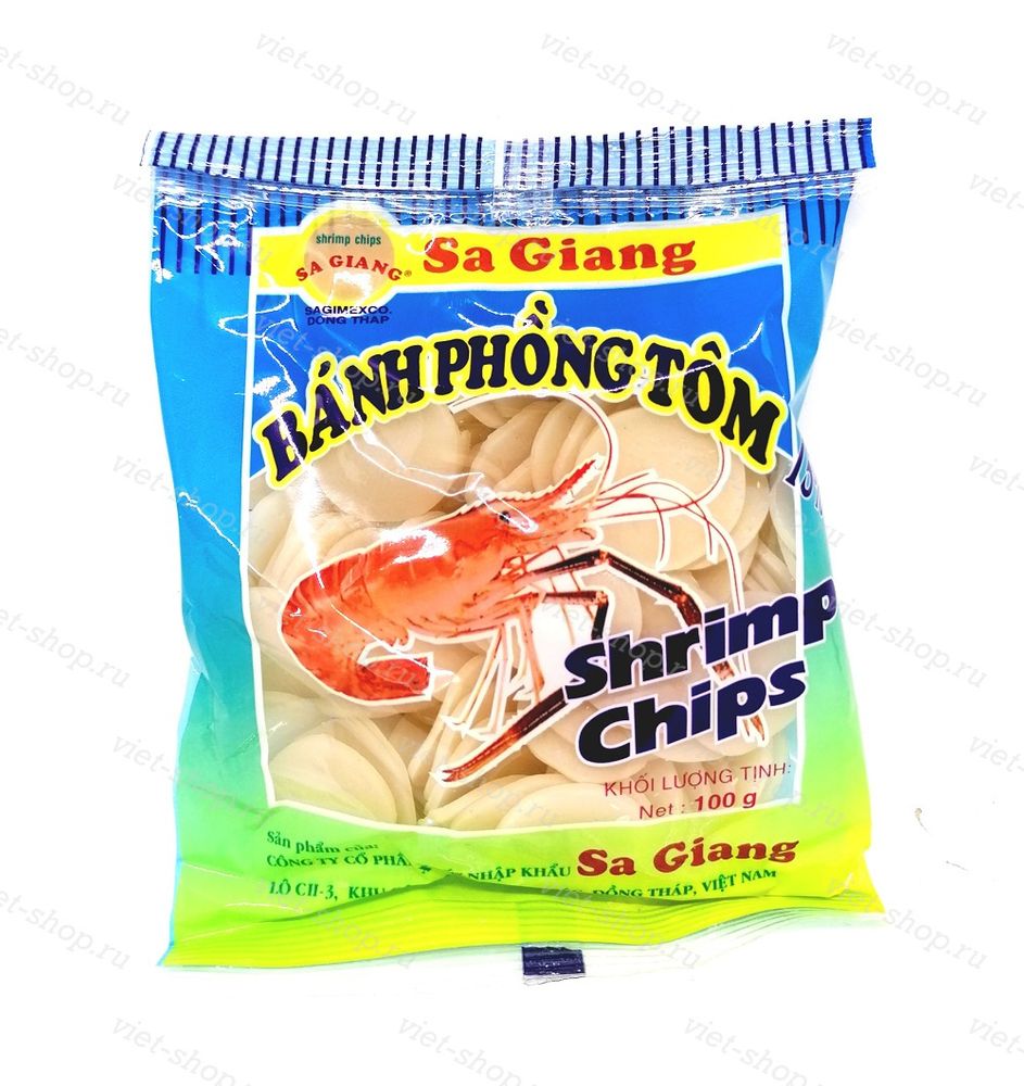 Чипсы рисовые креветочные для жарки Sa Giang, Вьетнам 100 гр.