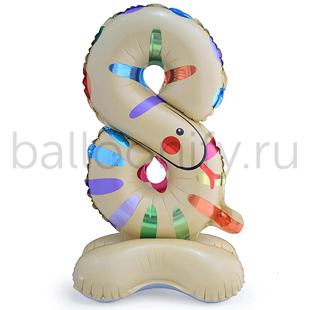 Шар ЦИФРА 8 Зоопарк Змея на подставке 22" 58 см