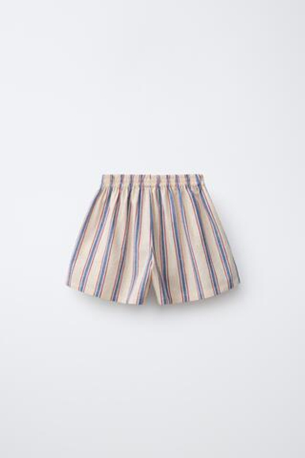 ZARA ШОРТЫ В ПОЛОСКУ, ЭКРЮ