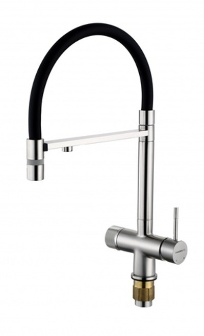 15089-G Смес. для кухни под фильт., МАГНИТ. (САТИН+ЧЕР.) HansenPRO (10/1шт)