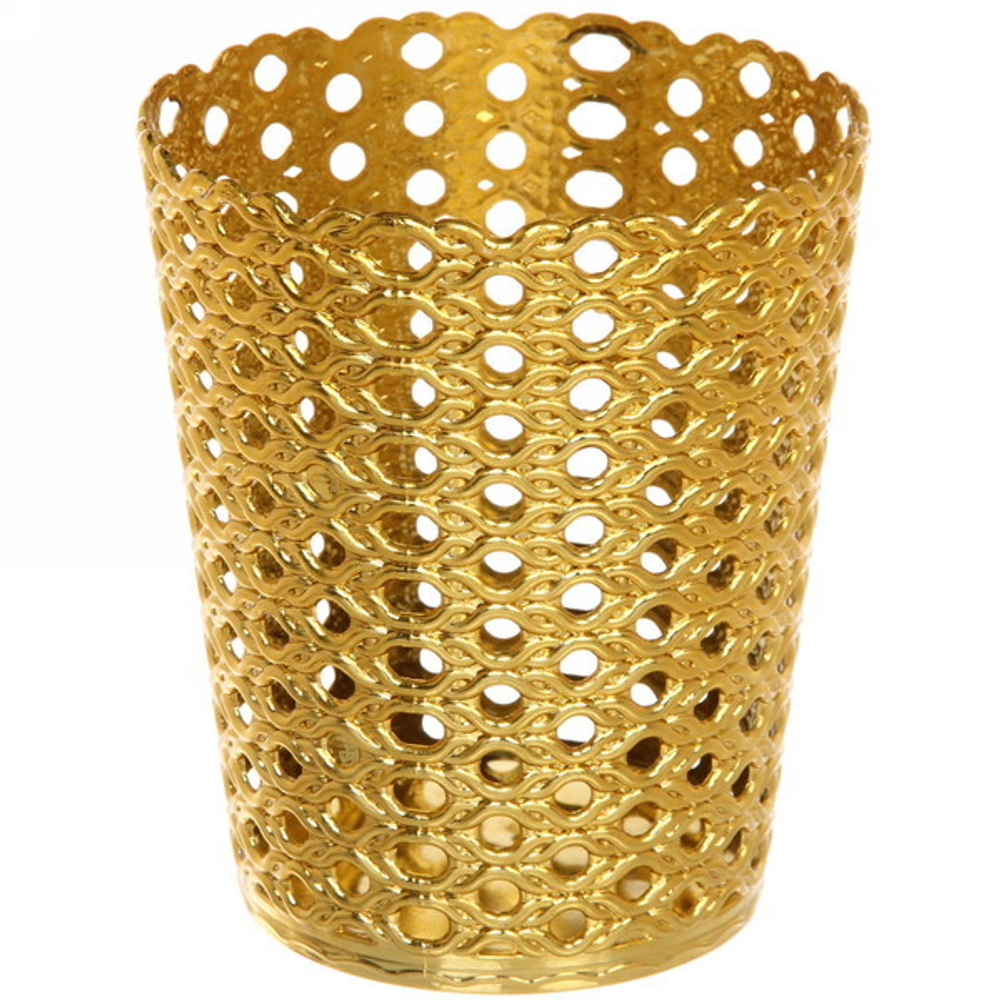 Подставка для столовых приборов пластиковая «Плетенка» 11*13см золото