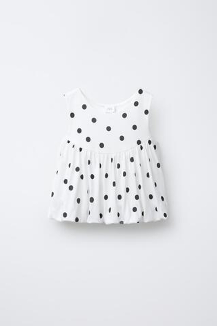 ZARA ФУТБОЛКА В ГОРОШЕК, БЕЛЫЙ