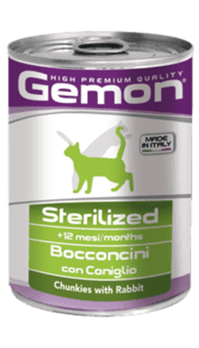Gemon 415г Cat Sterilised консервы для стерилизованных кошек кусочки кролика