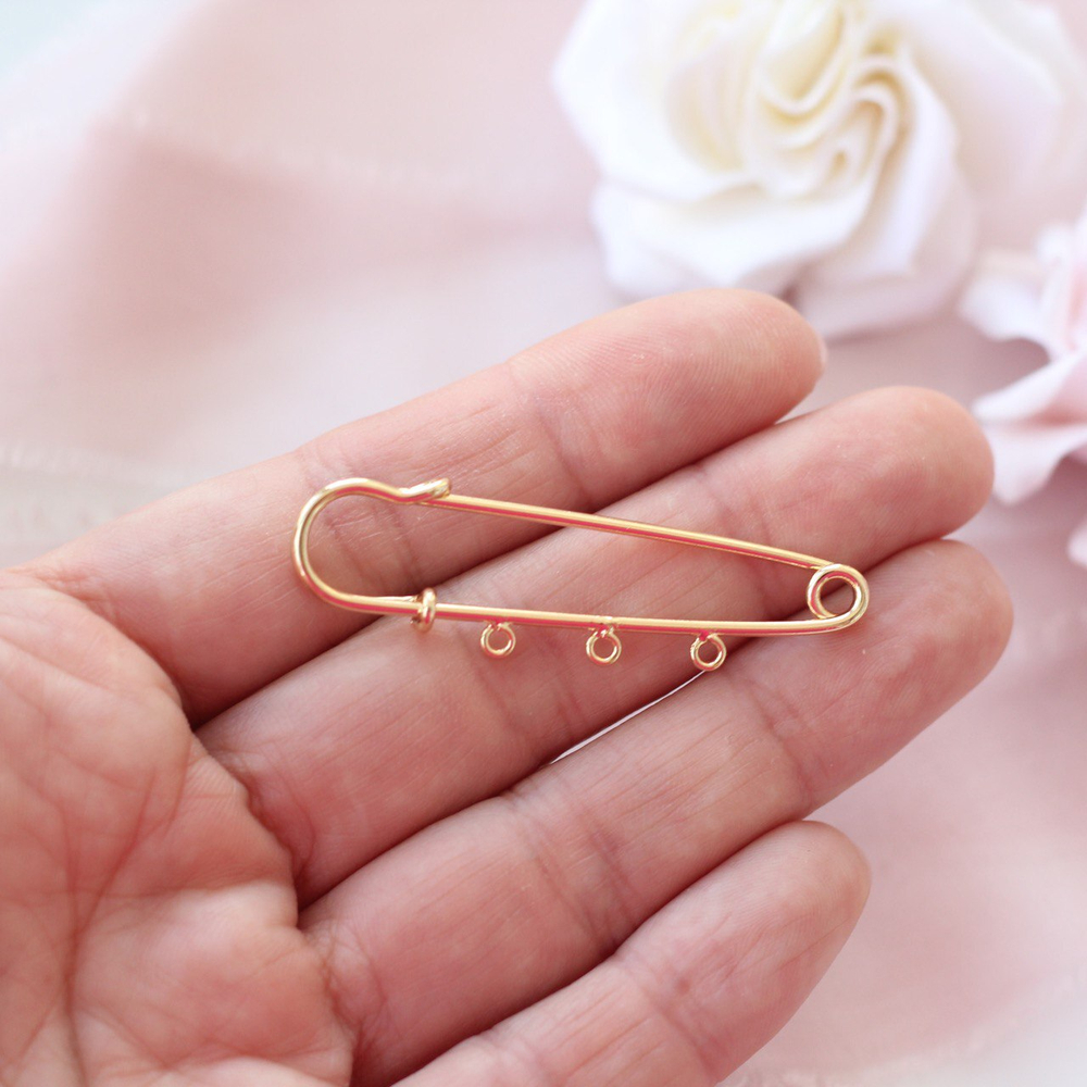 бб50-3з Основа для броши булавка с 3 петлями 50мм, позолота