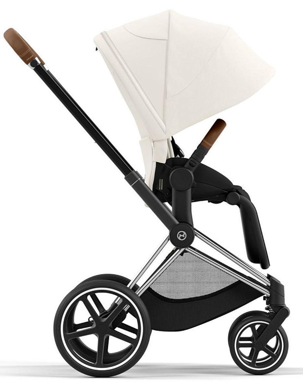 Коляска 3 в 1 Cybex Priam IV Chrome Brown complete и автокресло Aton B2 i-Size Volcano Black Off White