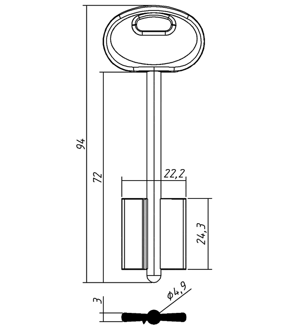 Заготовка сувальдного ключа 12928 MTR11DP
