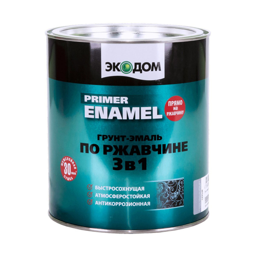 ГРУНТ- ЭМАЛЬ ПО РЖАВЧИНЕ ЭКОДОМ 3В1 СЕРЫЙ 2,2КГ