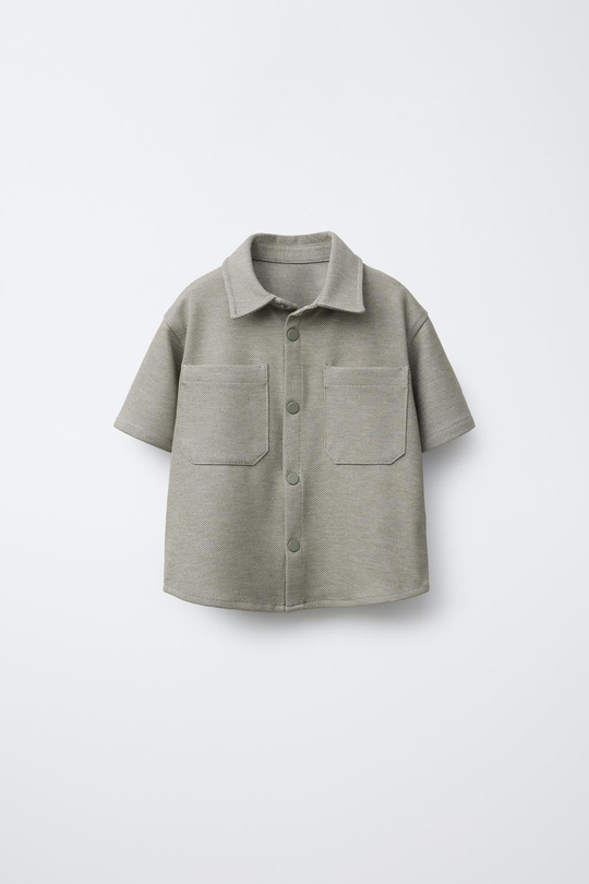 ZARA РУБАШКА COMFORT, ЗЕЛЕНЫЙ
