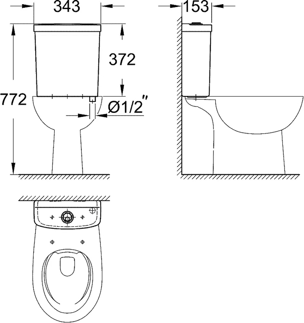 Унитаз компакт Grohe Bau Ceramic 39429000 без бачка и сиденья