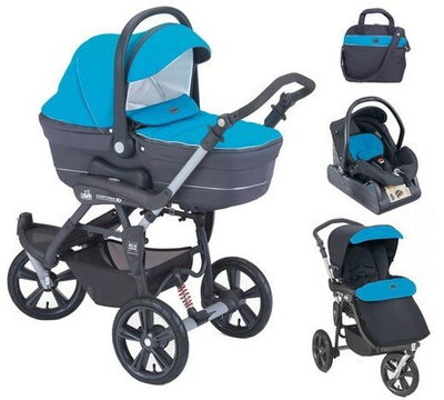Детская коляска Cortina X3 Tris Evolution 3 в 1 (голубой)