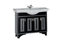 Тумба с раковиной Aquanet Валенса 110 черный краколет/серебро