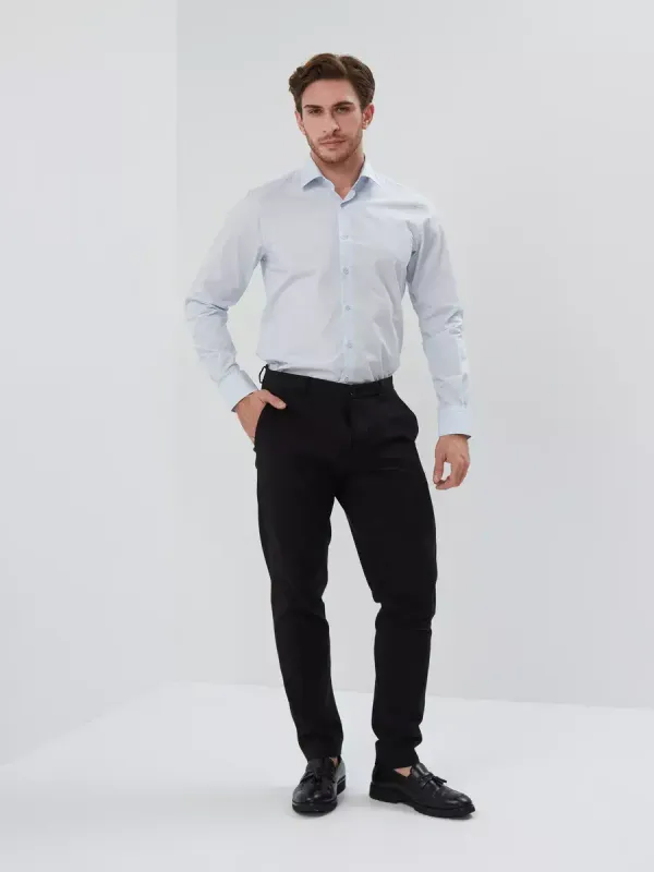 Рубашка на невысокий рост LOW SLIM FIT с длинным рукавом, светло-голубая