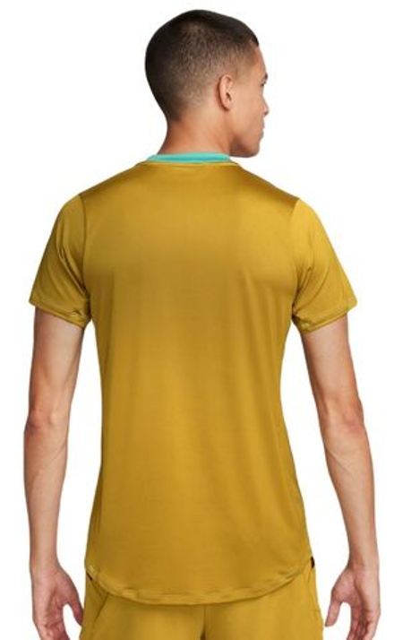 Мужская теннисная футболка Nike Court Dri-Fit Advantage Crew Top - белый, Коричневый, Бирюзовый