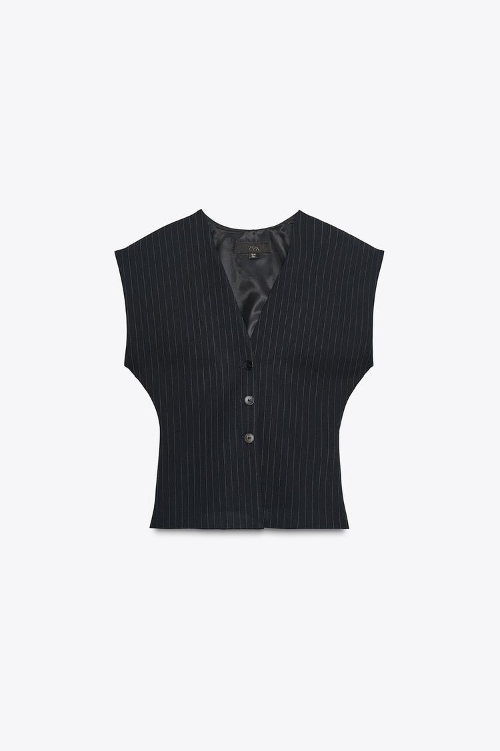 ZARA ЖИЛЕТ В ТОНКУЮ ПОЛОСКУ, МОРСКОЙ СИНИЙ