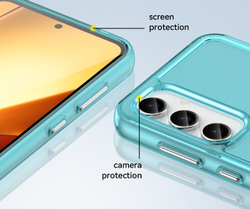 Мягкий защитный чехол бирюзового цвета для Samsung Galaxy S23 FE 5G, увеличенные защитные свойства, мягкий отклик кнопок