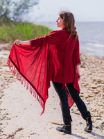 Накидка с бахромой Chintamani короткая (красная)