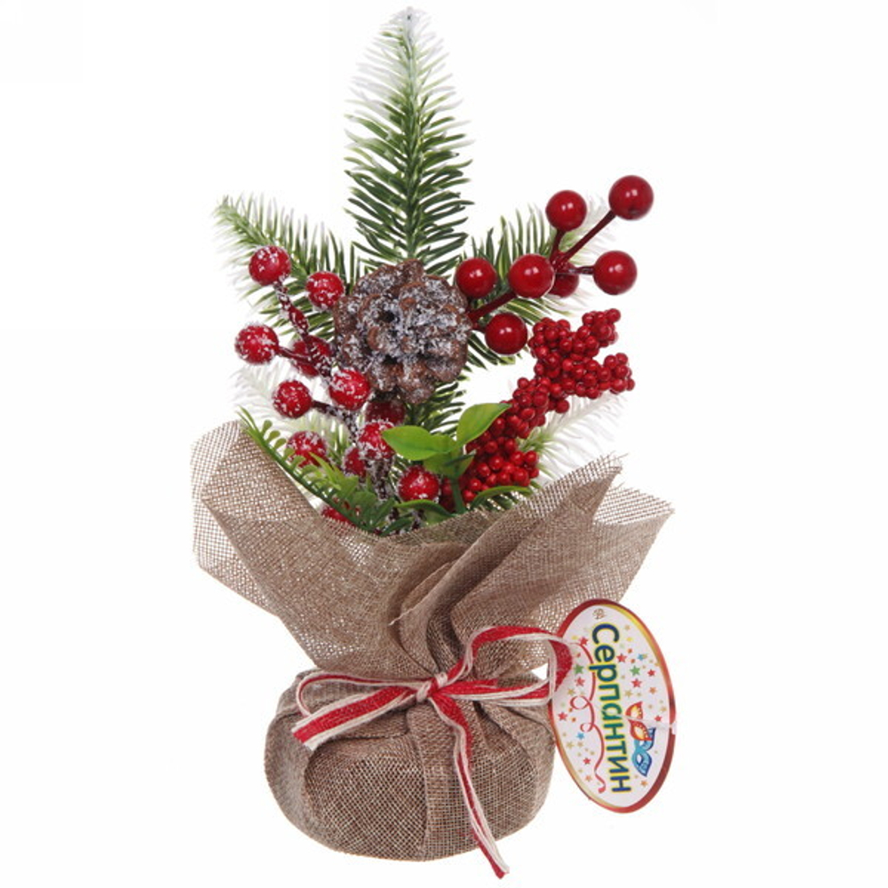 Хвойная композиция «Красочное Рождество» 25*10 см