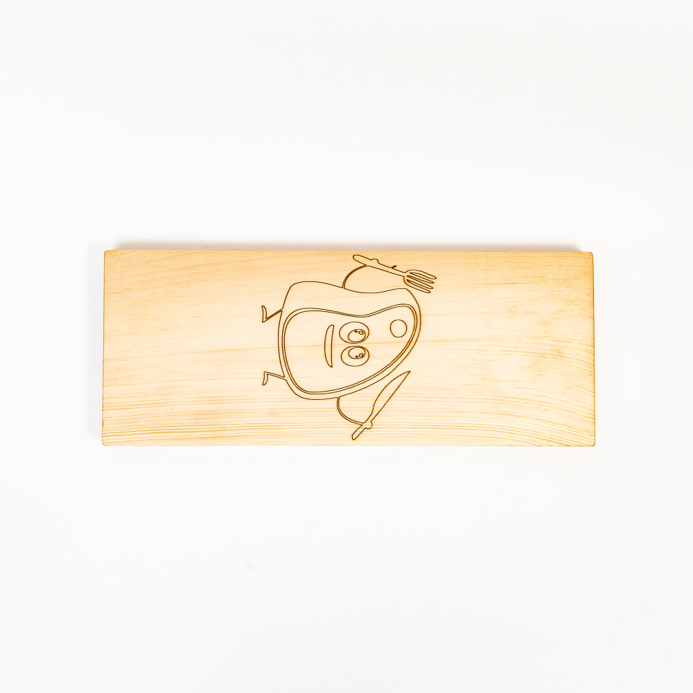 Деревянная разделочная доска из древесины сибирского кедра для мяса с гравировкой "мясо" RD29