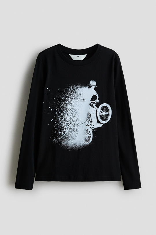 H&M Лонгслив с длинным рукавом, черный