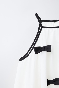 ZARA ПЛАТЬЕ С ГОРЛОВИНОЙ ХАЛТЕР И БАНТОМ, БЕЛЫЙ