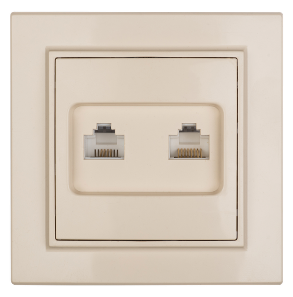 Минск Розетка RJ-45 2-местная СП бежевая EKF
