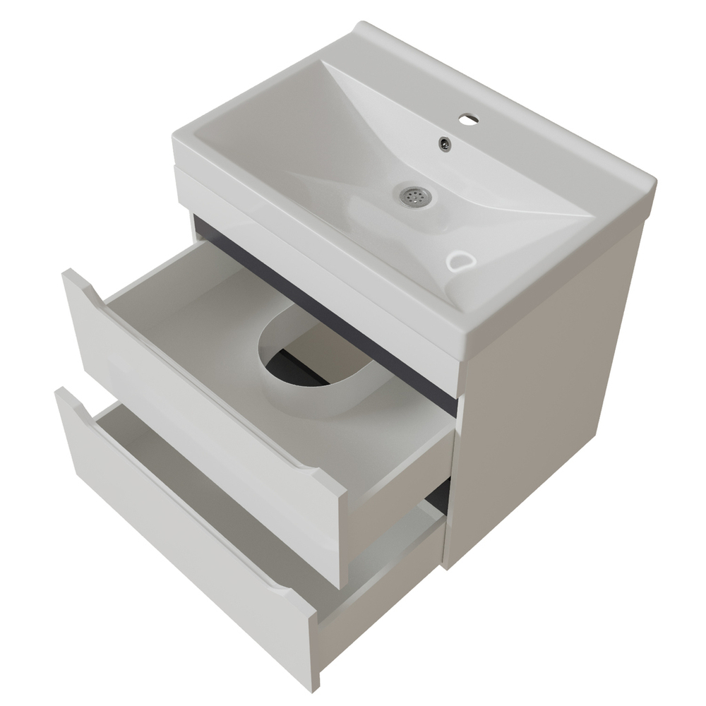 Тумба д/ванной "Лайн-60" подвесная под раковину Фостер 60 (Kirovit)/Fest-60 (Sanita Lux) (ПВХ)