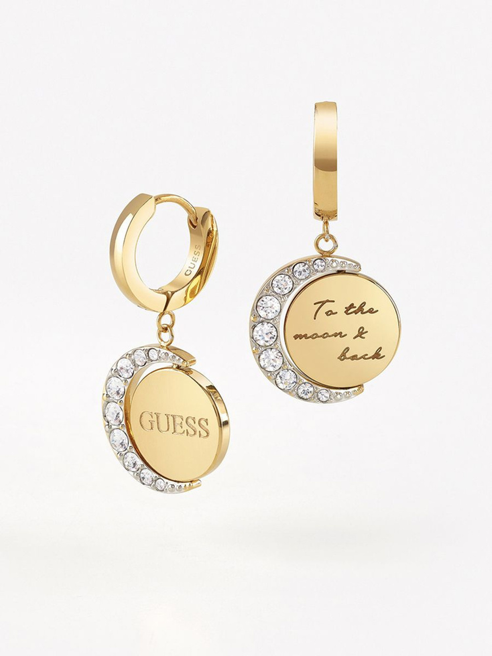 Серьги GUESS Желтый металл: монетки с полумесяцем из страз Девочка