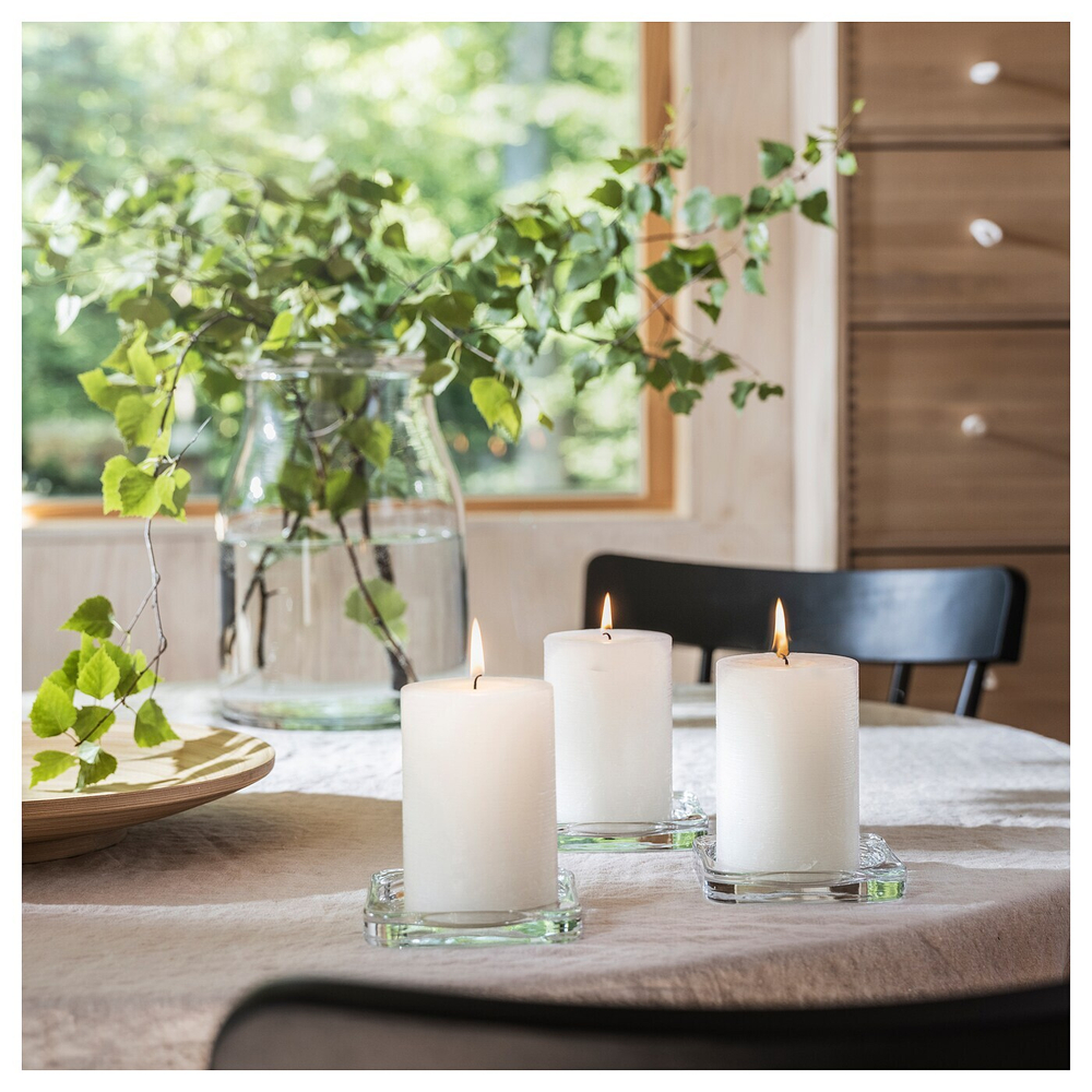 IKEA ADLAD  (ИКЕА АДЛАД)  -  Ароматическая свеча Block, скандинавский лес/белый, 30 часов.