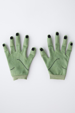 ZARA ПЕРЧАТКИ КОСТЮМ ФРАНКЕНШТЕЙНА, ЗЕЛЕНЫЙ