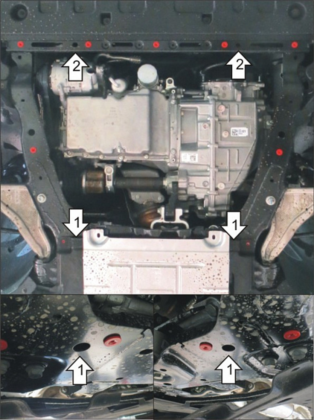 Защита картера двигателя, КПП (2 мм, сталь) для Ford Mondeo 2015-2019 Motodor.00755