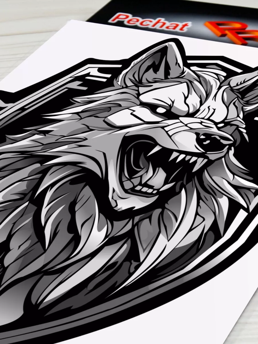 Наклейка - Волк в щите