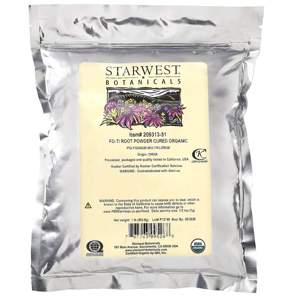 Starwest Botanicals, органический порошок высушенного корня горца многоцветкового, 453,6 г (1 фунт)