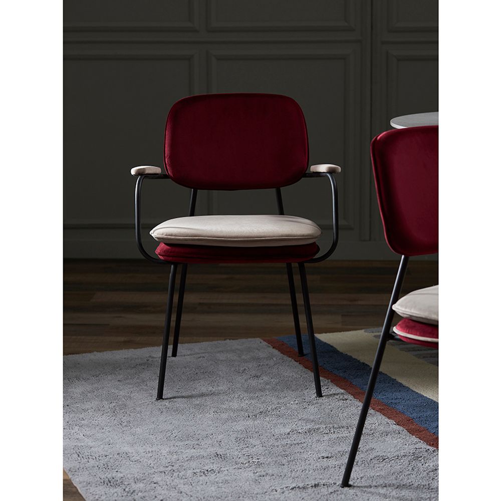 Стул с подлокотниками Pea, велюр, бордовый/бежевый