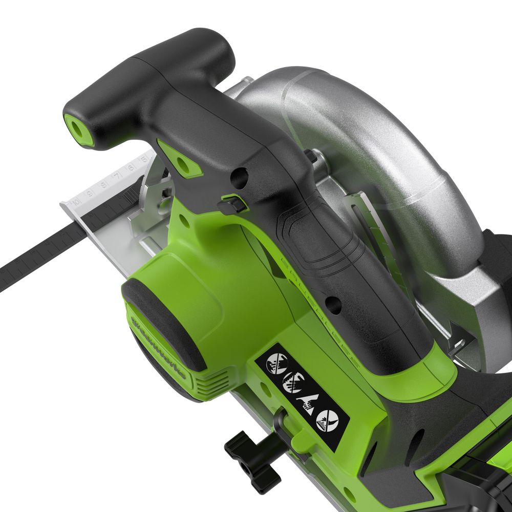 Дисковая пила акк. Greenworks GD24CS165, 24V,б/щет,165х20мм, 4800 об/мин, рез 57мм,1х5Ач,ЗУ,кор (1501607CUG)