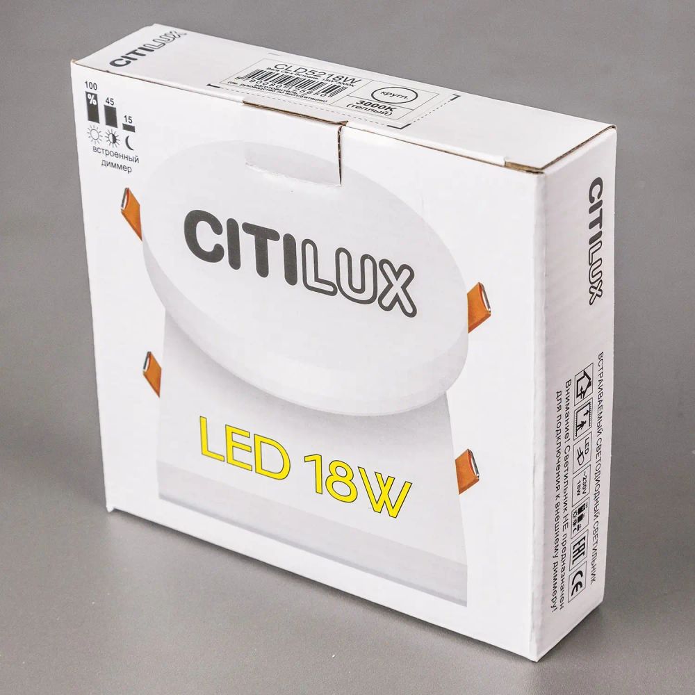 Citilux Вега CLD5218W LED Встраиваемый светильник с диммером Белый