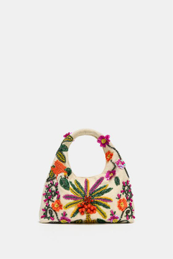 ZARA СУМКА С ПРИНТОМ И БУСИНАМИ, РАЗНОЦВЕТНЫЙ