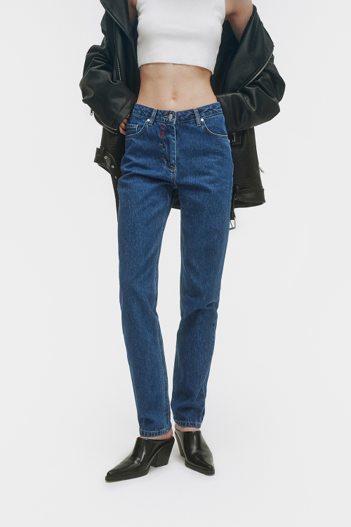 Джинсы женские узкие синего цвета Woman Jeans Slim Dark blue