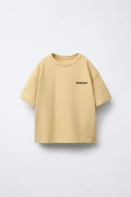 ZARA ФУТБОЛКА С ПРИНТОМ «ЛОГОТИП», ЗОЛОТОЙ