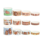 Клейкая лента (скотч) декоративная Basir, цветная, с рисунком капибары, 4 ленты в наборе