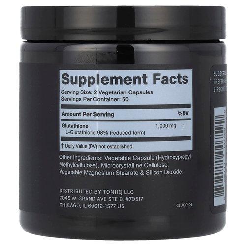 Toniiq, Глутатион, 120 капсул (500 мг на капсулу)