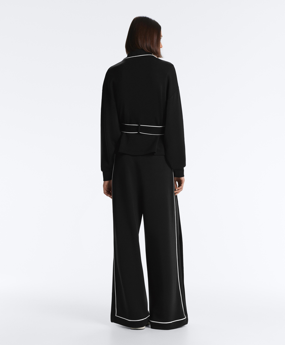 OYSHO Широкие брюки из модала с контрастной окантовкой, черный