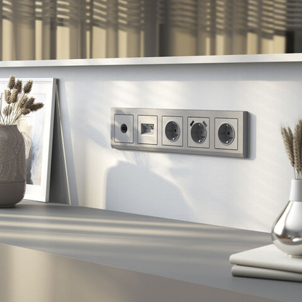 ТВ-розетка оконечная (серебряный матовый)