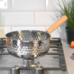 Ковш 1,8л нерж без крышки, рифленый, с деревянной ручкой с подвесом, "Domestico"