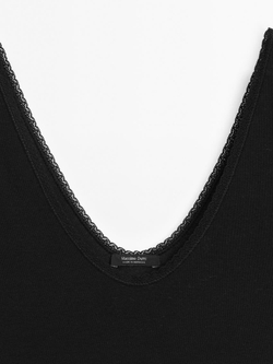 Massimo Dutti Топ из смесового хлопа, черный
